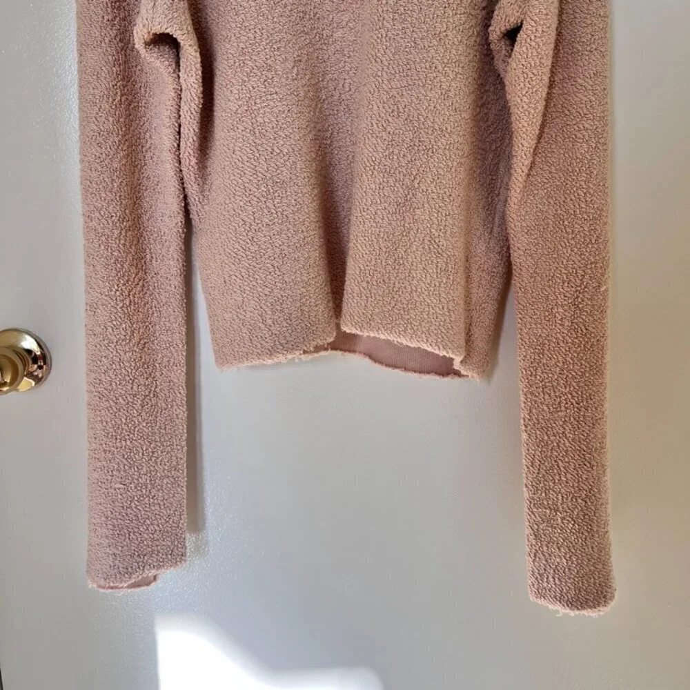 Nation LTD Cream Fuzzy Raw Hem Flared Sleeve Sweater S​​​​​​​